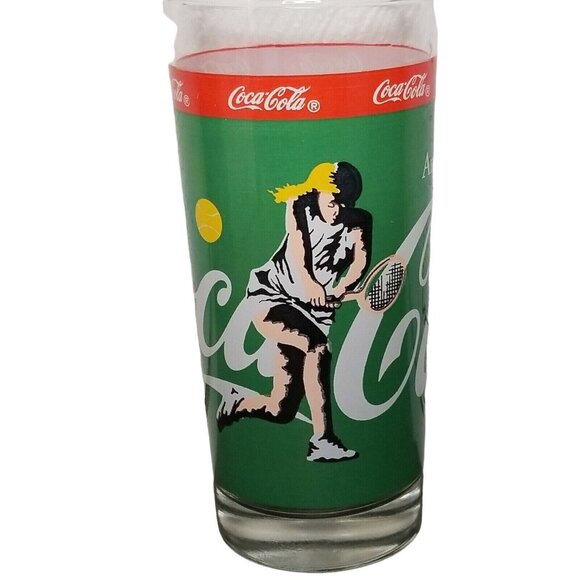 Rare Coca Cola Women's Tennis Glass Tumbler America's Favorite 16 oz 6.25"H - Picture 1 of 6